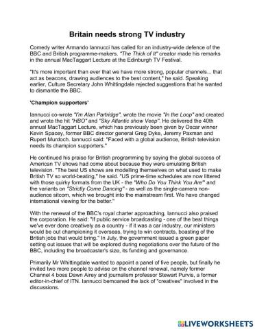 Britain needs strong TV show