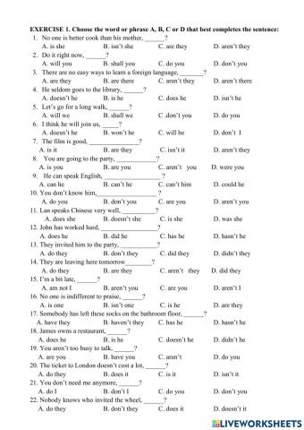 Tag question exercise