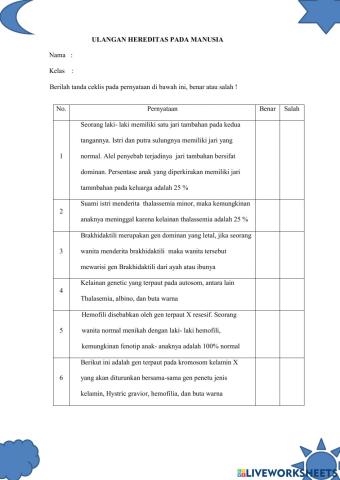 Ulangan Hereditas pada Manusia