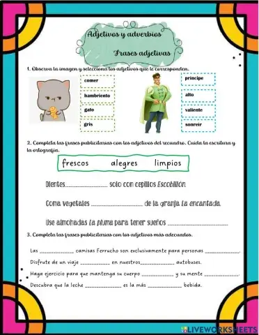 Adjetivos y frases adjetivas