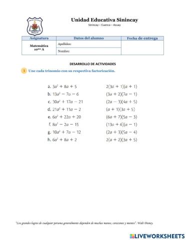 Factorización de trinomios