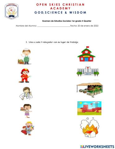 Examen de Sociales 1er grado 