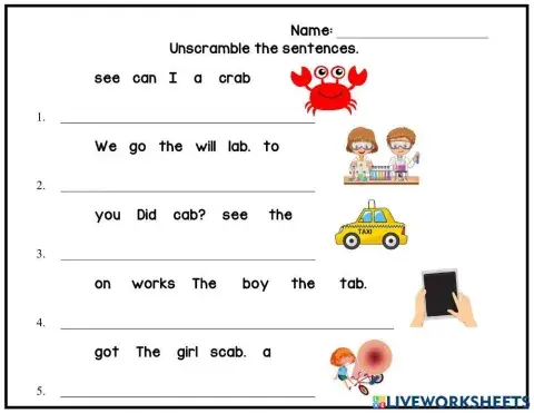 Unscramble the sentences