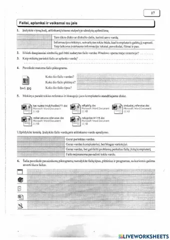 Failai, aplankai ir veiksmai su jais