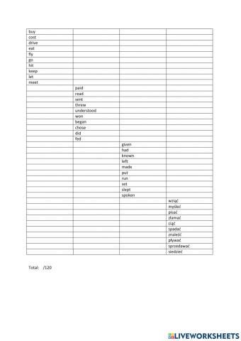 Irregular verbs
