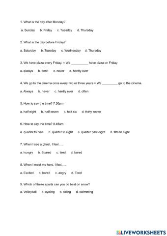 M1 - Mid Term Test (2) - Multiple Choice