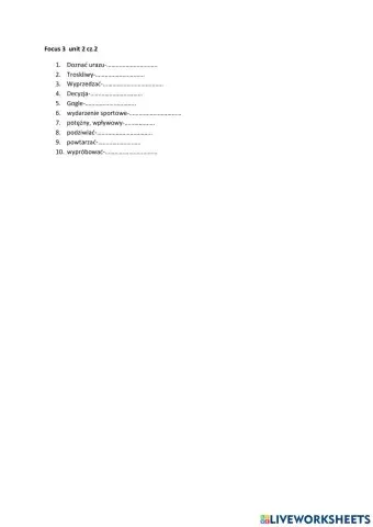 Sport collocations Focus 3 unit 2 part 2