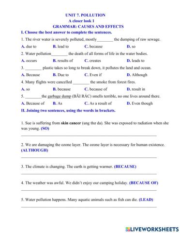 E8 unit 7. causes and effect