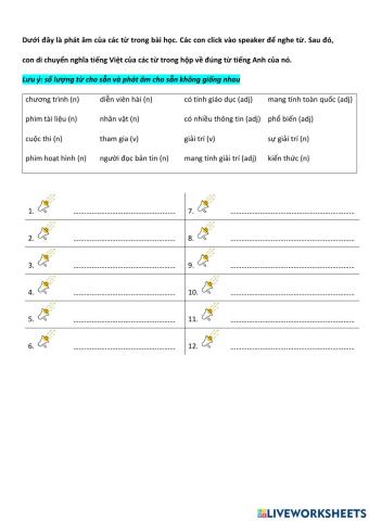 Grade 6 - Unit 7 - Vocabulary - Meaning & Pronunciation