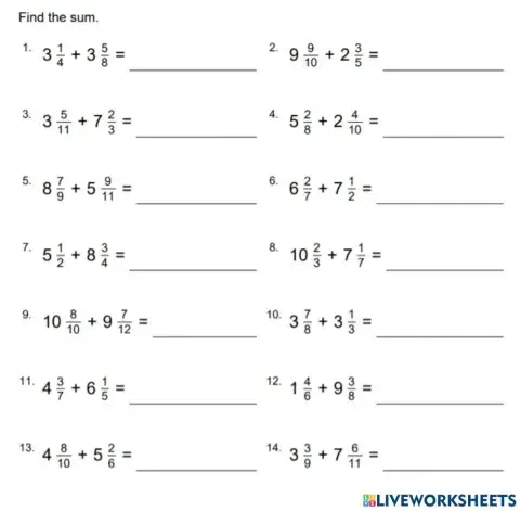 Addition of Mixed Fractions
