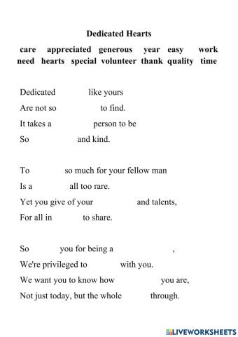 Volunteers poem