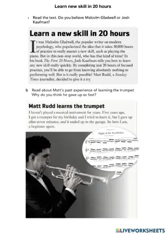 Learning a new skill in 20 hours