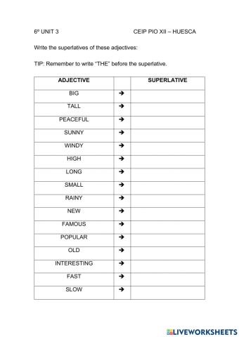 6º superlative adjectives