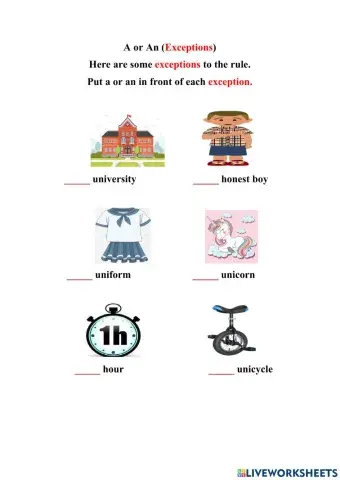 A and An (Exceptions)