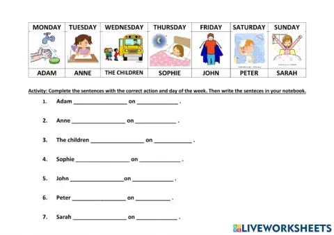 Rutinas y días de la semana