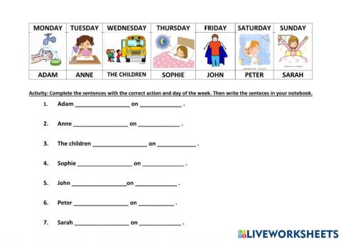 Rutinas y días de la semana