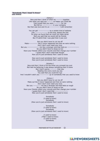 Somebody that I used to know