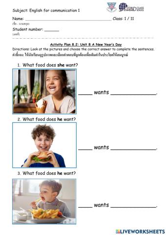 P 1.11 - What food does ..... want?