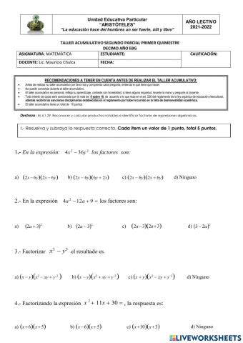 Taller acumulativo decimo