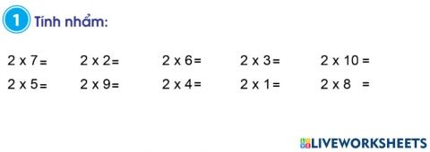 Bảng nhân 2-Bài 1