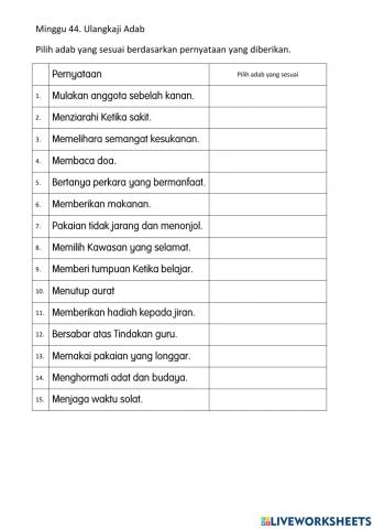 Ulangkaji adab tahun 4