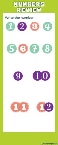 Numbers Review Writtin 1-12