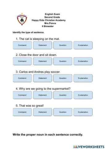 Types of Sentences and Pronouns