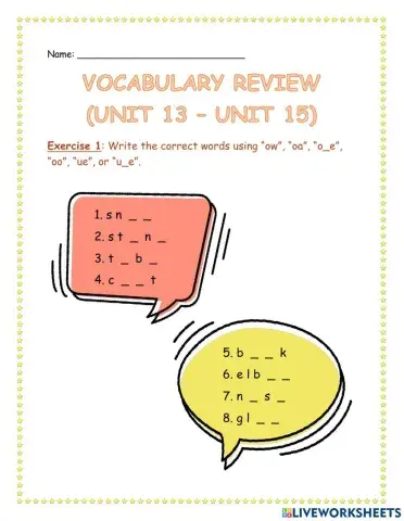 (Family and Friends 3) Vocabulary Review Unit 13 - Unit 15