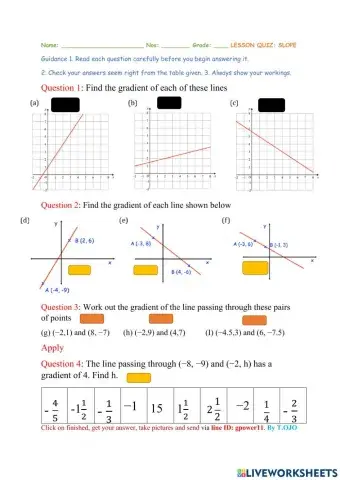 Gradient (Slope) Grade 10