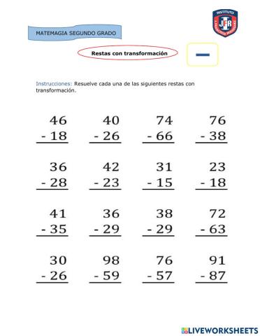 Restas con transformación