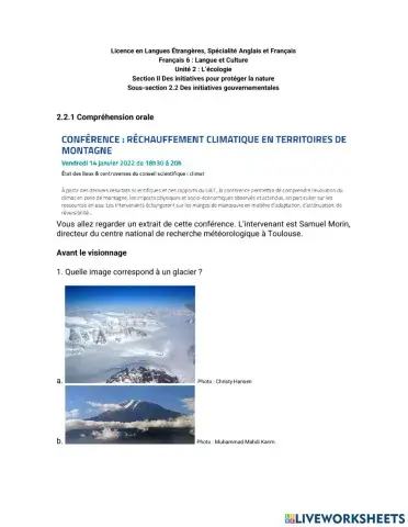 Francais 6 unité 2-Section II - sous-section 2.2.1