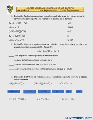 Operaciones con radicales