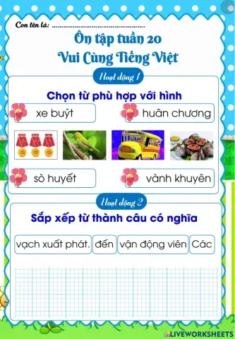 Ôn tiếng việt tuần 20