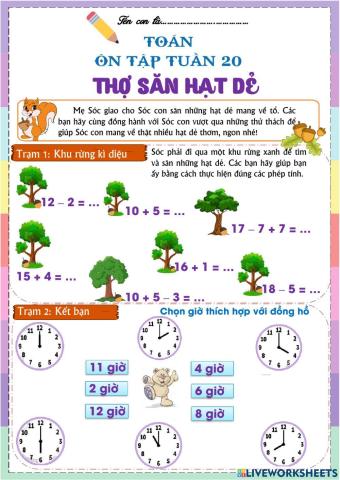 Phiếu ôn toán tuần 20