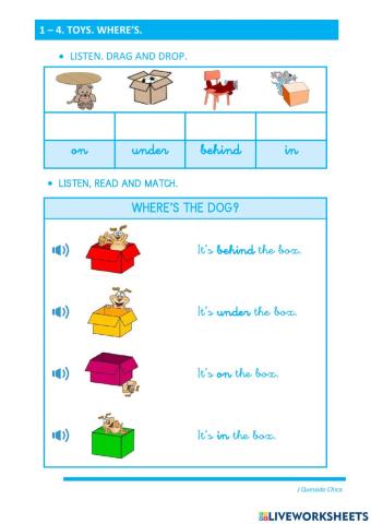 1-4. TOYS. WHERE'S. LISTEN, READ AND MATCH.