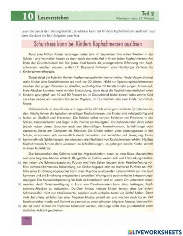 Leseverstehen Teil 2