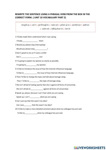 Unit 10 b2+ phrasal verbs - communication