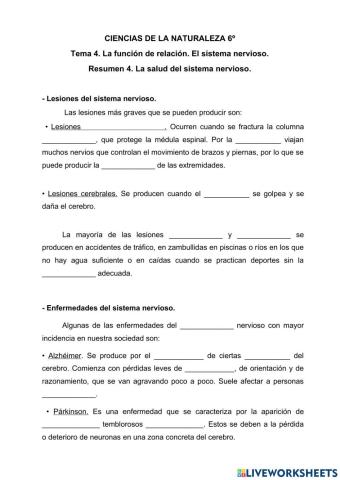 La salud del sistema nervioso.