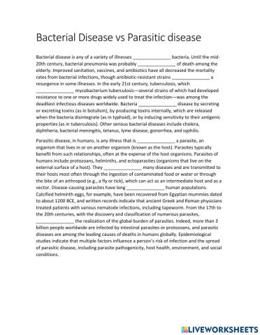 Bacterial Disease vs Parasitic disease