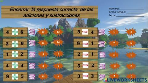 Realizar las sustracciones y adiciones 