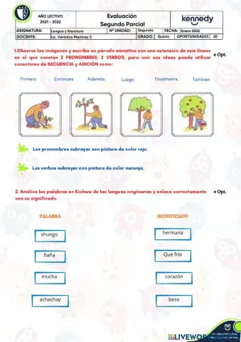 UE KENNEDY - Evaluación Parcial 2 - 1Q - L y L