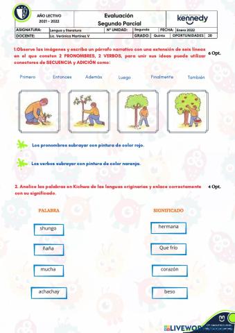 UE KENNEDY - Evaluación Parcial 2 - 1Q - L y L