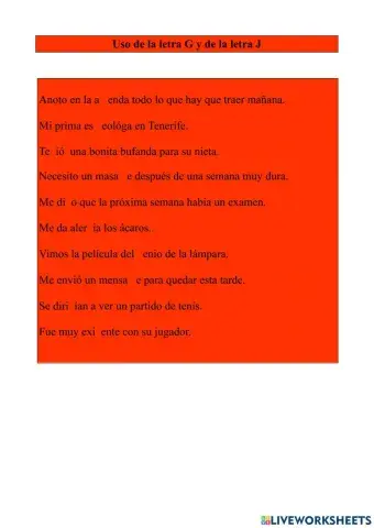 Uso de la letra G y de la letra J