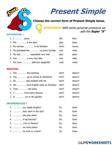 Present Simple SUPER S