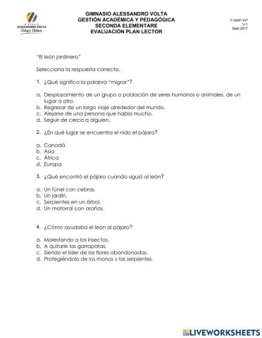 Evaluación León jardinero