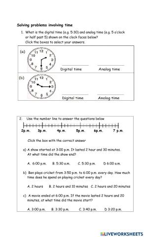 Solving problems involving time
