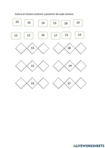 Anterior-posterior. Números del 10 al 20