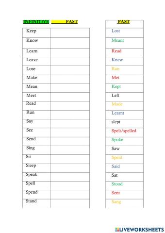 Irregular verbs