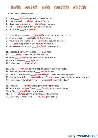 A-à ou-où sur-sûr la-là du-dû