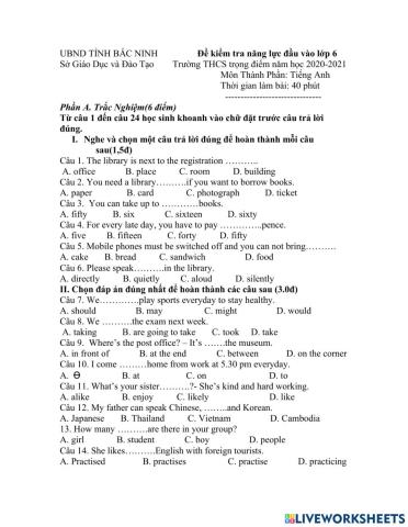 Mr Duy Lop 6 Test 2021